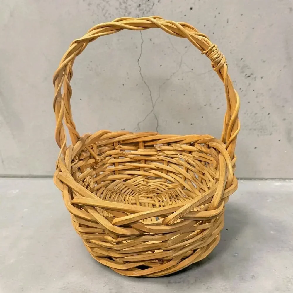 Vintage Wicker Willow Gathering Basket 14.5